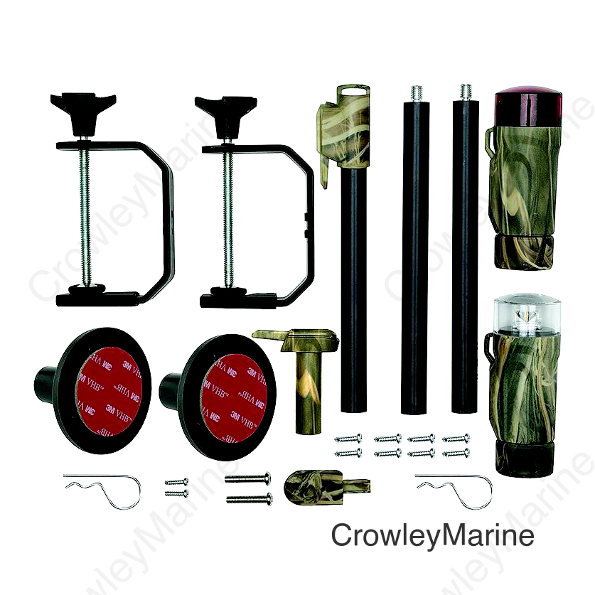 Attwood 141977 All-Craft Battery Operated LED Portable Nav Light Kit w/Threaded Pole, Real Tree® Max-4 Camo
