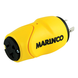 Marinco S30-15 (Old 81A) Straight Adapter Dock Side Male 30A/125V Locking to Boat Side Female 15 or 20A 125V Straight Blade thumbnail-1