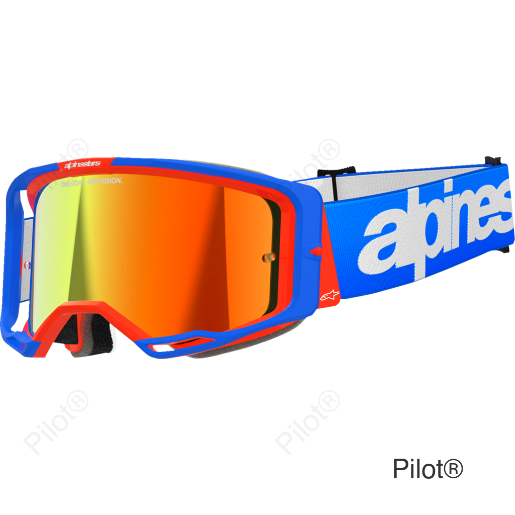 Vision 8 Goggle - Wordmark - Blue/Orange - Red Mirror
