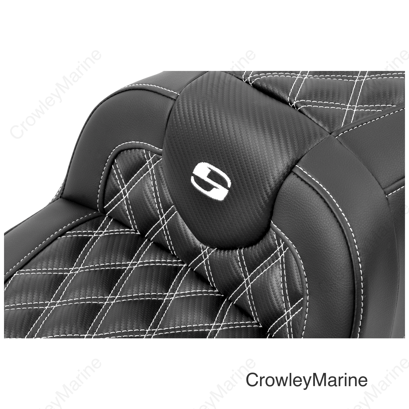 RoadSofa™ Seat - with Backrest - Carbon Fiber - Lattice Stitch - White Stitch - FLTR/FLHX '23-'24