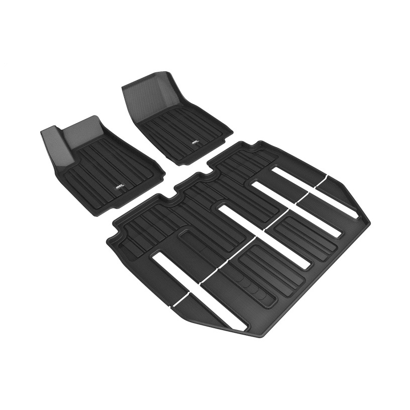 3D Maxpider 17-21 Tesla Model X Folding 7-Seat Elitect 1st 2nd 3rd Row - Floor Mat Set (Black)