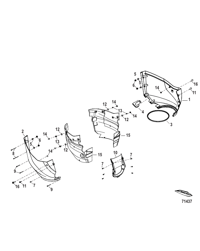 Serial Range Outboard 500 SeaPro (4-STROKE)(7.6L)(V12) - 3B060047 & Up - Lower Cowl