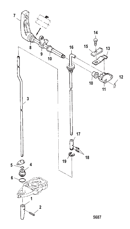 Serial Range Outboard 9.9 (2 CYL.) (International) - 0N260037 & Up - Gear Shift
