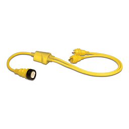 Marinco RY504-2-30 Reverse "Y" Adapter Dock Side Male 2-30A 125V Locking to Boat Side Female 50A 125/250V With Sealing Collar System thumbnail-0