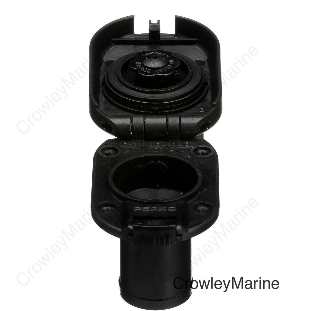 Seachoice Deck Mount Gas Fill Plate w/ Vent, Hinged Flip-Top, Molded Black Plastic