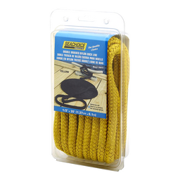 Seachoice Double-Braid Nylon Dock Line w/ Eye Splice, Pre-Shrunk, Heat Stabilized, 1/2 In. X 20 Ft., Yellow thumbnail-0