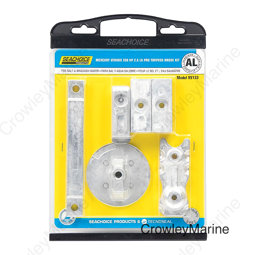 Seachoice Aluminum Anode Kit For Mercury Verado 350 2.6 L6 Pro Torpedo