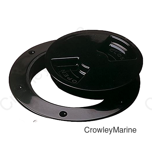 Seadog 3361651 Smooth Finish Quarter-Turn Deck Plate, Black,A:6-1/2" , B:8-1/8", C:6-1/2", D:7-3/8"