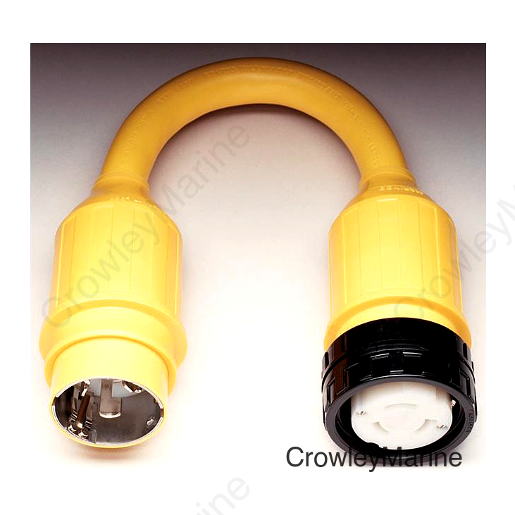 Marinco Standard Pigtail Adapter Dock Side Male 50A 125/250V Locking to Boat Side Female 50A 125V Locking With Sealing Collar System