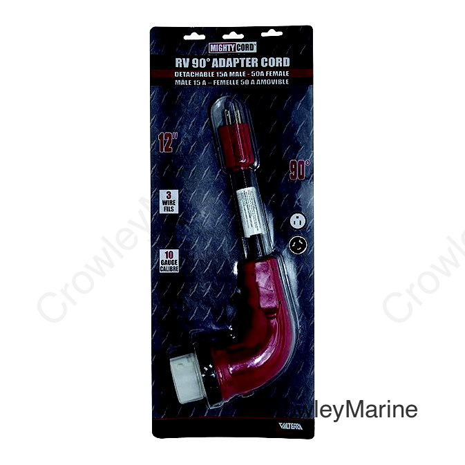 Valterra Mighty Cord 90° Adapter Cord, 15AM-50AF, Carded