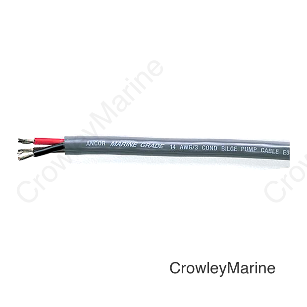 Ancor 156425 Marine Grade™ Tinned Copper Round Bilge Pump Cable, Black/Brown/Red Conductors, 14/3 AWG, 250', Grey