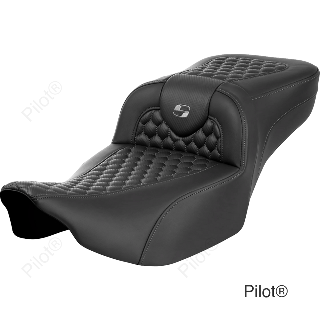 Roadsofa™ Extended Reach Seat - without Backrest - Honeycomb - Dark Gray Stitch - FLTR/FLHX '23-'24