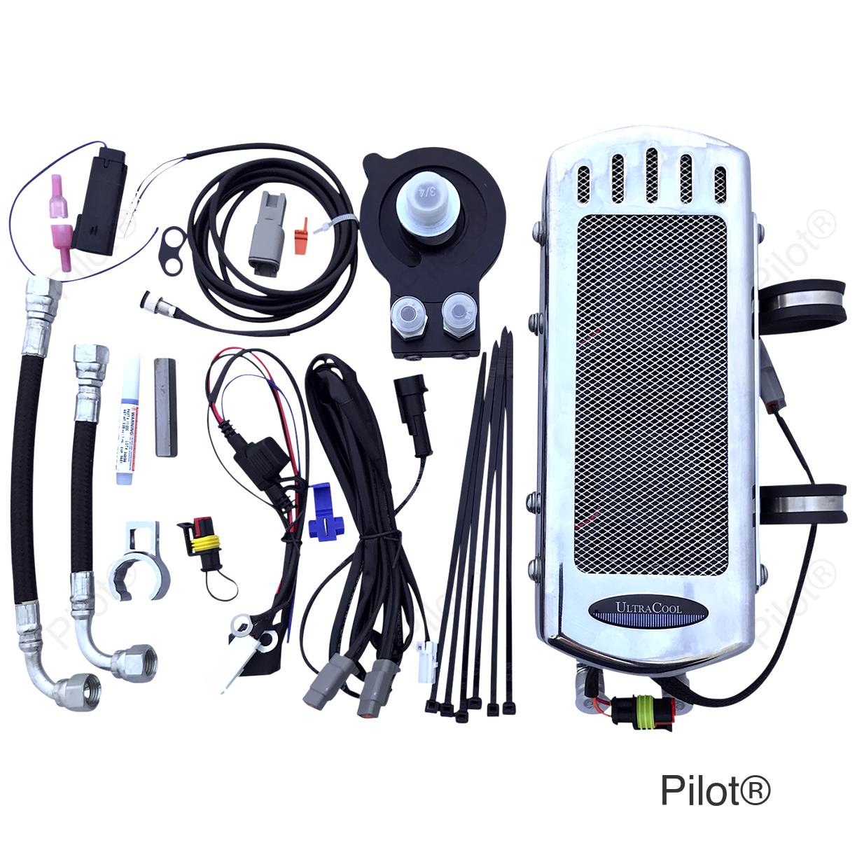 Side Mount Oil Cooler Kit - Chrome - M8 Softail