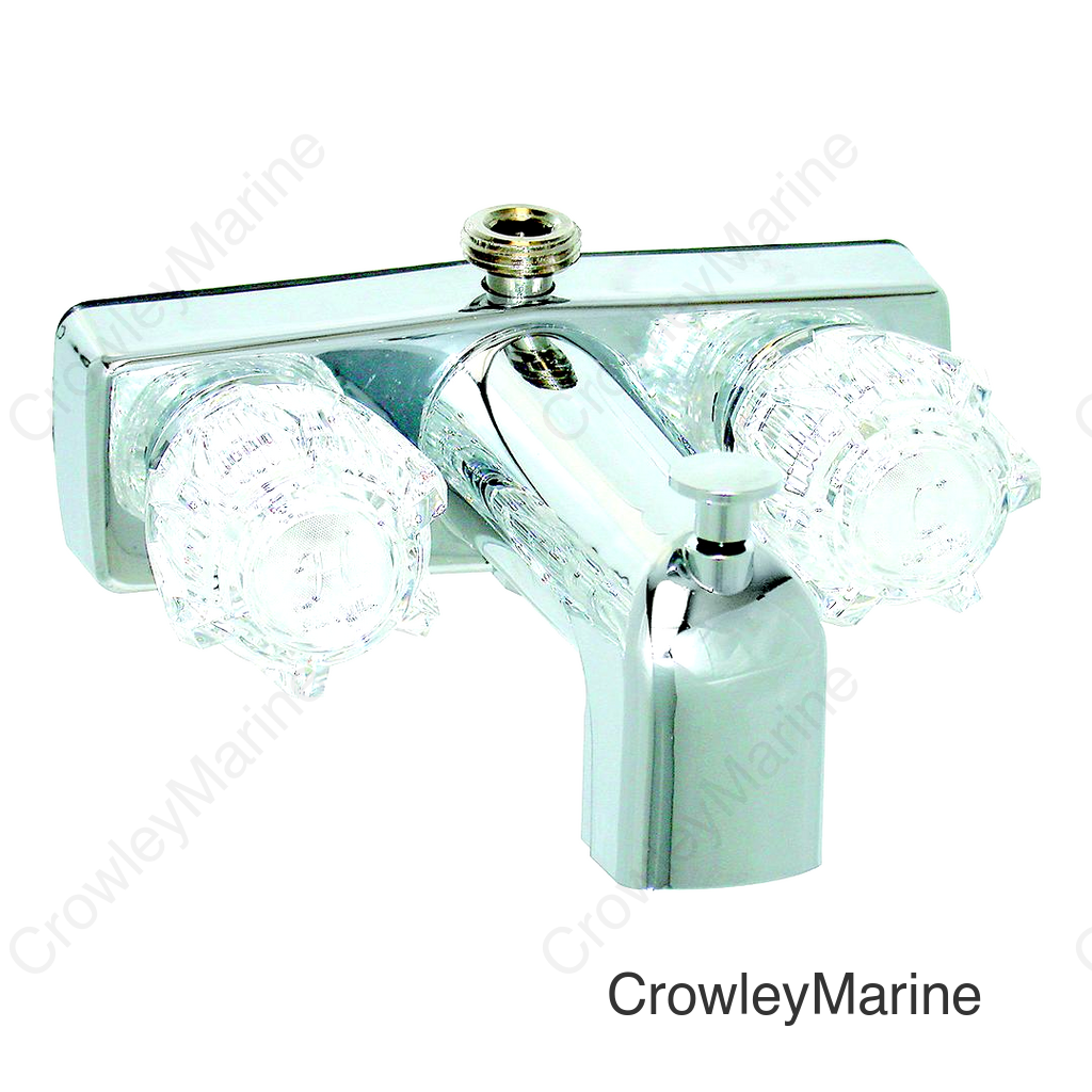 Valterra Phoenix PF213332 DuraPro Chrome Finish Two Handle RV Tub & Shower Diverter Faucet with Clear Acrylic Knobs