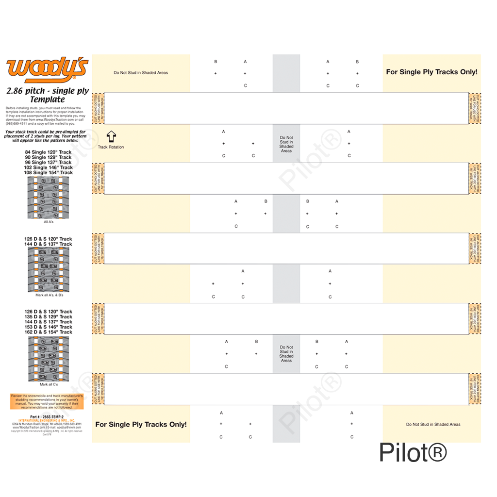 Studding Template - Track - 120"/129"/137"/146"/154" - 2.86" Pitch