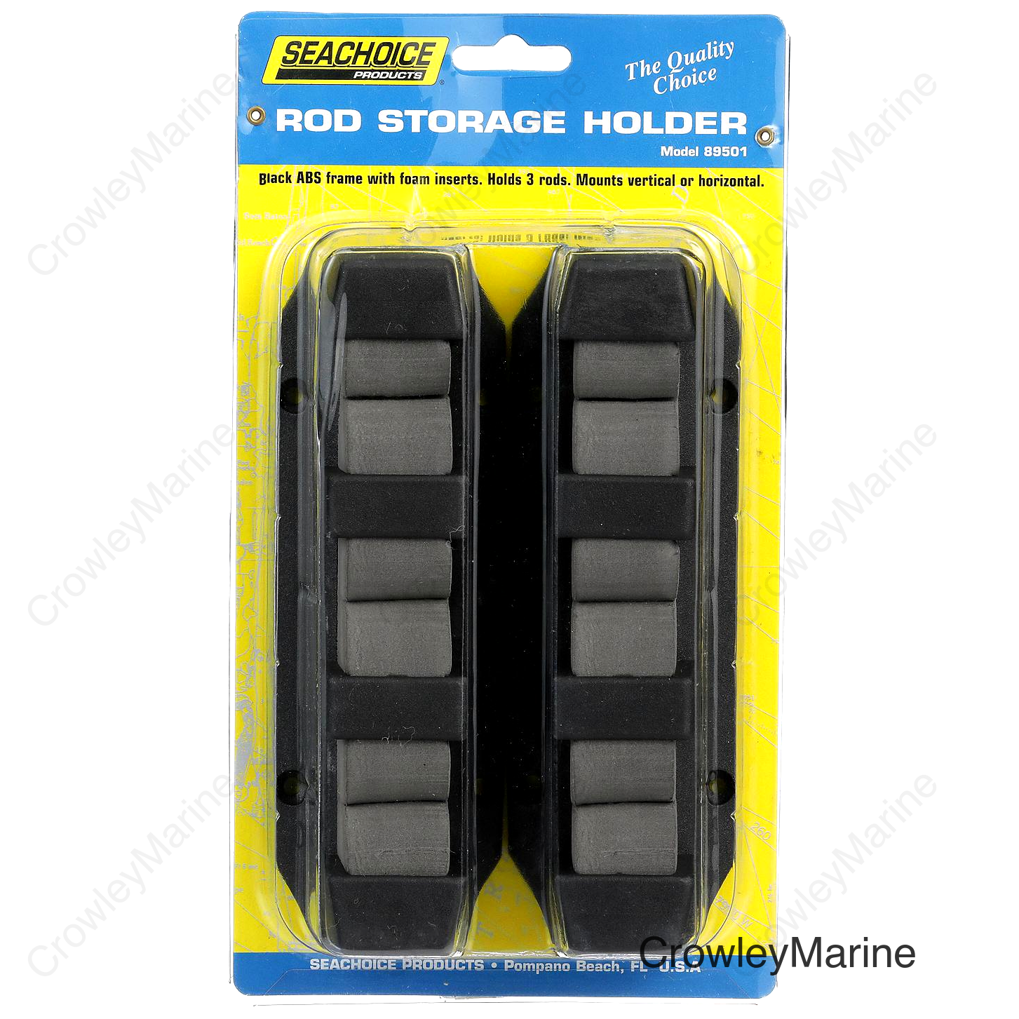 Seachoice 3-Rod Storage Holder, Black, ABS Plastic