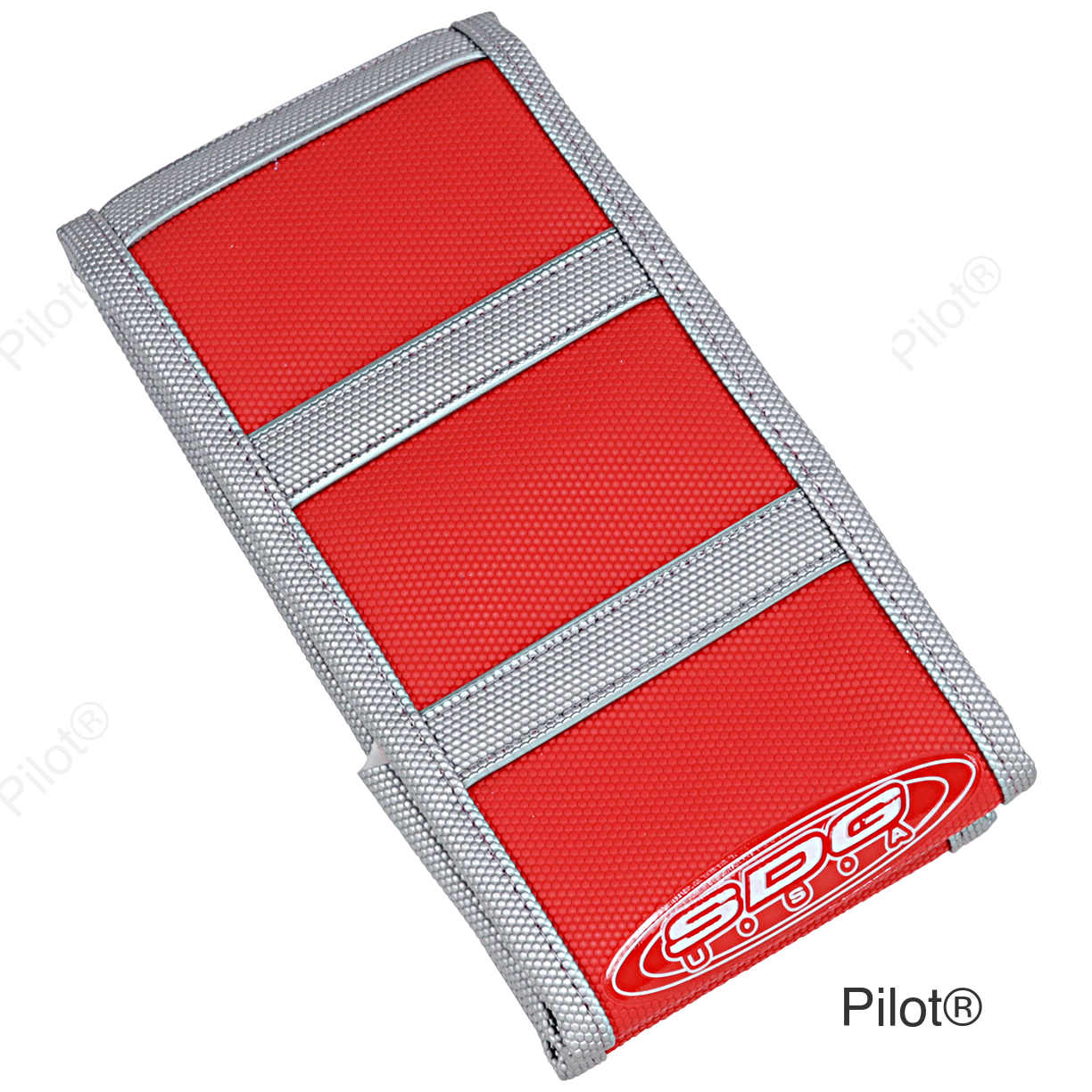 6-Ribbed Seat Cover - Grey Ribs/Red Top/Gray Sides