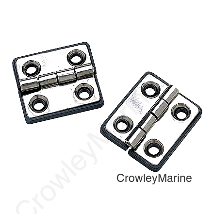 Seachoice 50-33951 (2) 1-5/16" x 1-1/2" Polished Stainless Steel Butt Hinges with Black Nylon Base Plate