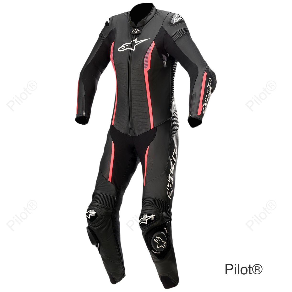 Stella Missile v2 1-Piece Leather Suit - Black/Pink - US 10 / EU 46