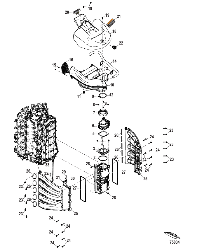 Serial Range Outboard 350 VERADO (4-STROKE)(5.7L)(V10) - 3B266064 & Up - Intake System