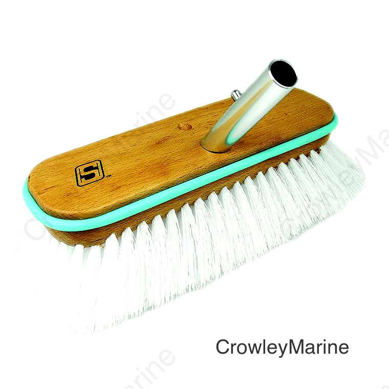 Seachoice 90466 Deck Brush with Bumper - Wood, Size: 10", Stiff (White Poly)
