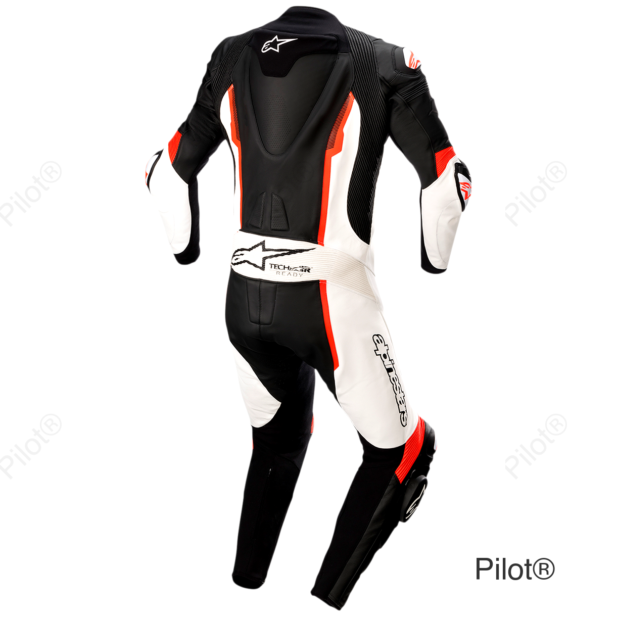 Missile v2 1-Piece Leather Suit - Black/White/Red Fluorescent - US 36 / EU 46