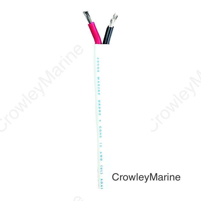 Ancor Marine Grade 120710 Tinned Duplex Cable Red and Black w/White Jacket, 6/2 100'