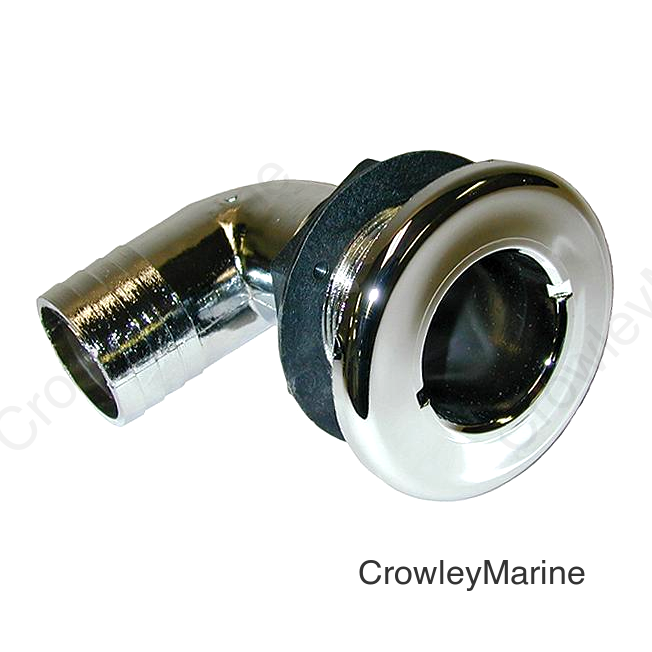 T-H Marine Brite Plate Chrome Plated 90 Degree Thru Hull For Hose