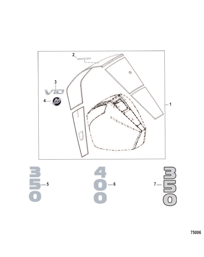 Serial Range Outboard 350 VERADO (4-STROKE)(5.7L)(V10) - 3B266064 & Up - Accent Panel