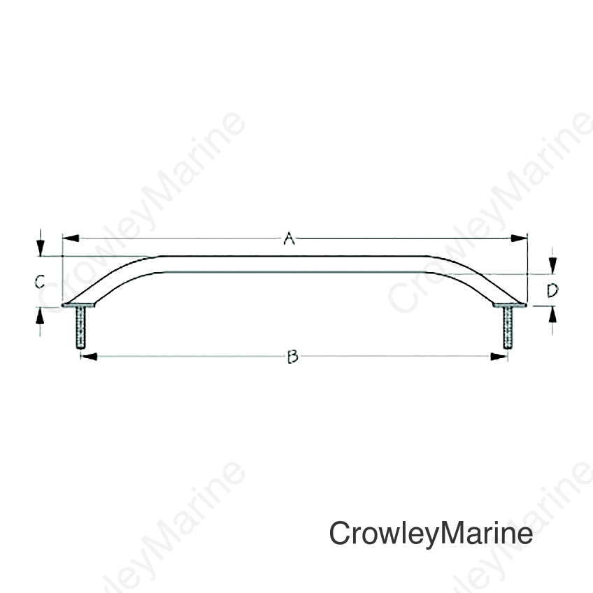 Sea-Dog 2546301 Stud Mount Flanged Handrail, Tube: 7/8" A:10" , B:8-3/4"  , C: 2-1/4", D:1-1/2" , Fastener: 5/16"-18, Weight: .44, Black Matte