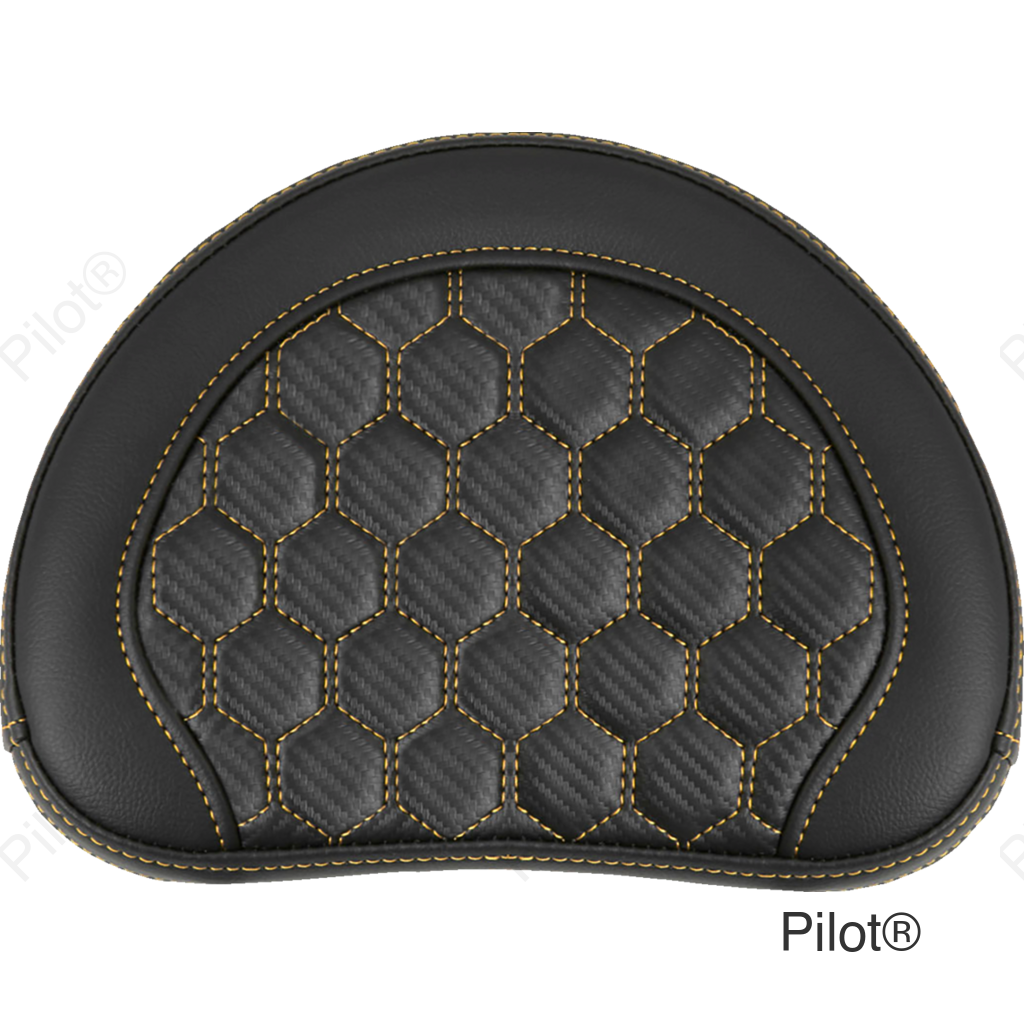 RoadSofa™ Sissy Bar Pad - Honeycomb - Gold Stitching