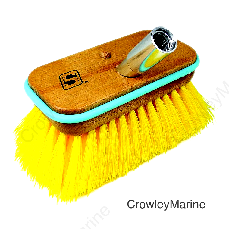 Seachoice 90481 Deck Brush with Bumper and Threaded Adapter, Size: 6", Medium