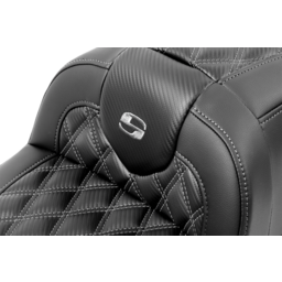 RoadSofa™ Seat - with Backrest - Carbon Fiber - Lattice Stitch - Gray Stitch - FLTR/FLHX '23-'24 thumbnail-0