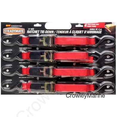 Ratchet Strap, 1"x12', 500lbs. WLL, 4-Pk (396401)