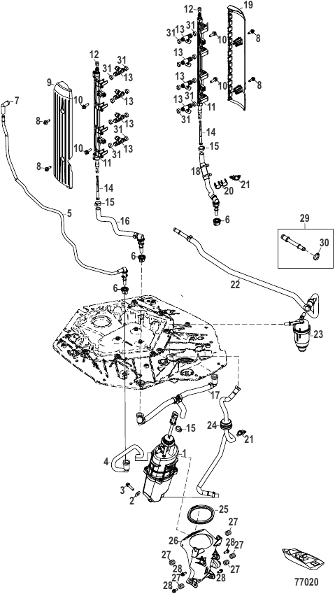 Serial Range Outboard 250R Racing (4-STROKE)(4.6L)(V8) - 1E080500 & Up - Fuel System