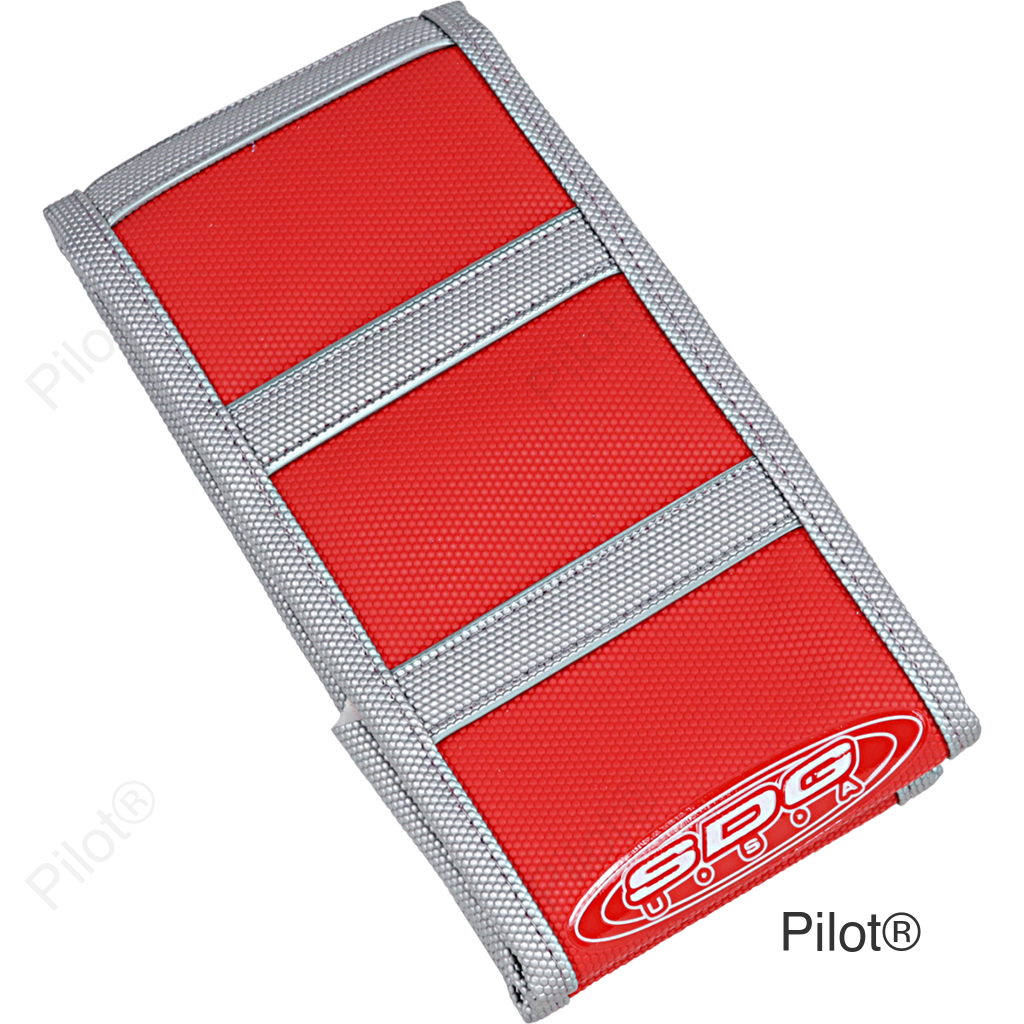 6-Ribbed Seat Cover - Grey Ribs/Red Top/Gray Sides