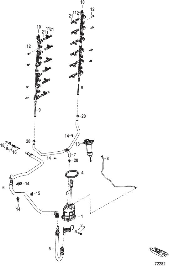 Serial Range Outboard 500 SeaPro (4-STROKE)(7.6L)(V12) - 3B060047 & Up - Fuel System
