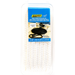 Seachoice Double-Braid Nylon Dock Line w/ Eye Splice, Pre-Shrunk, Heat Stabilized, 1/2 In. X 15 Ft., White thumbnail-1