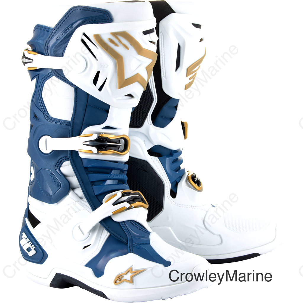 TECH 10 LE BOOTS WHITE/DARK BLUE/GOLD 9