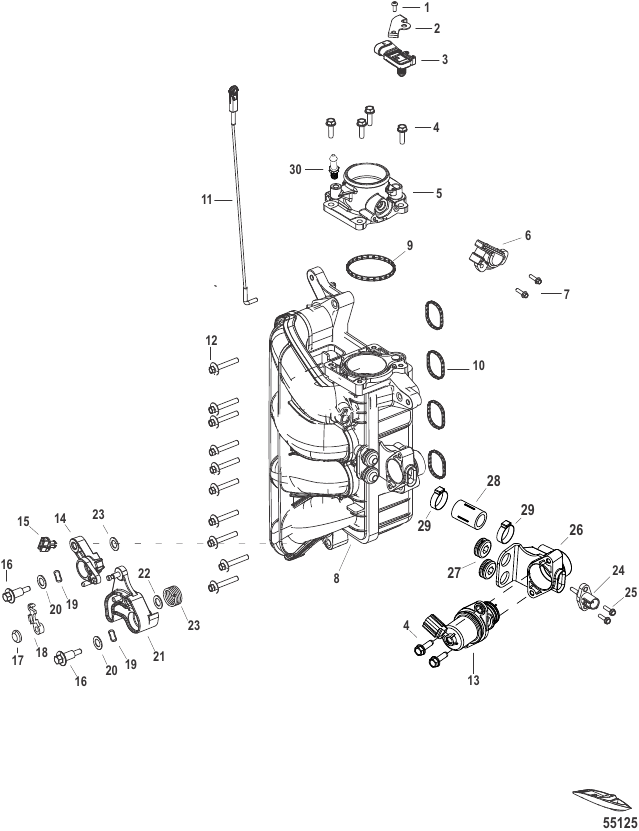 Serial Range Outboard 100 EFI (4-STROKE) - 2B095049 & Up - Integrated Air Fuel Module Components