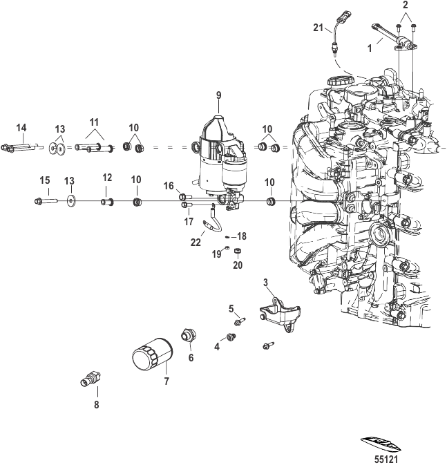 Starter Motor/Oil Filter/Sensors - Serial Range Outboard 90 EFI (4 ...