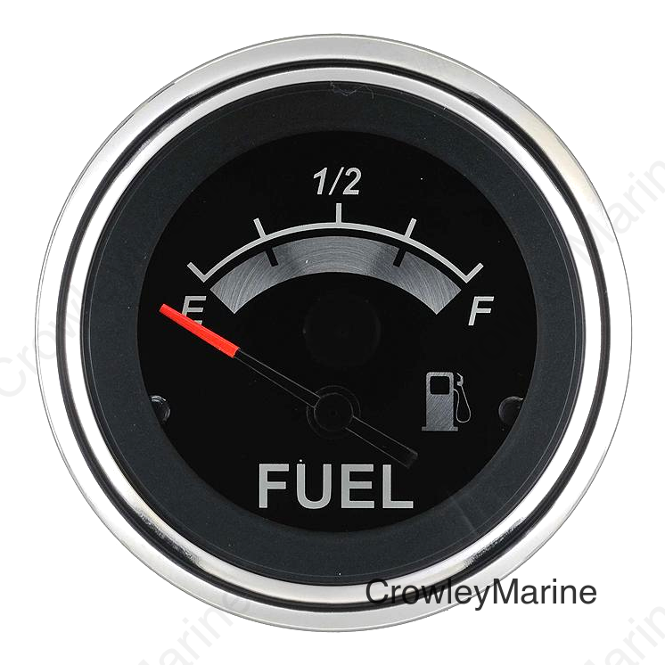 Sierra 67021P Black Sterling Series 2" Stainless Steel Fuel Gauge & Requires "F" Sender Code